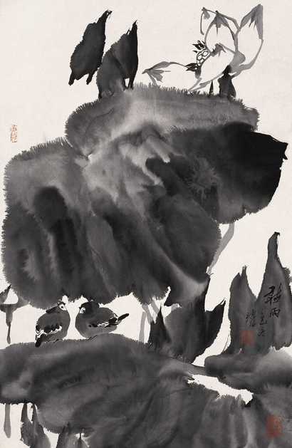徐源绍 己巳(1989年)作 听雨图 片